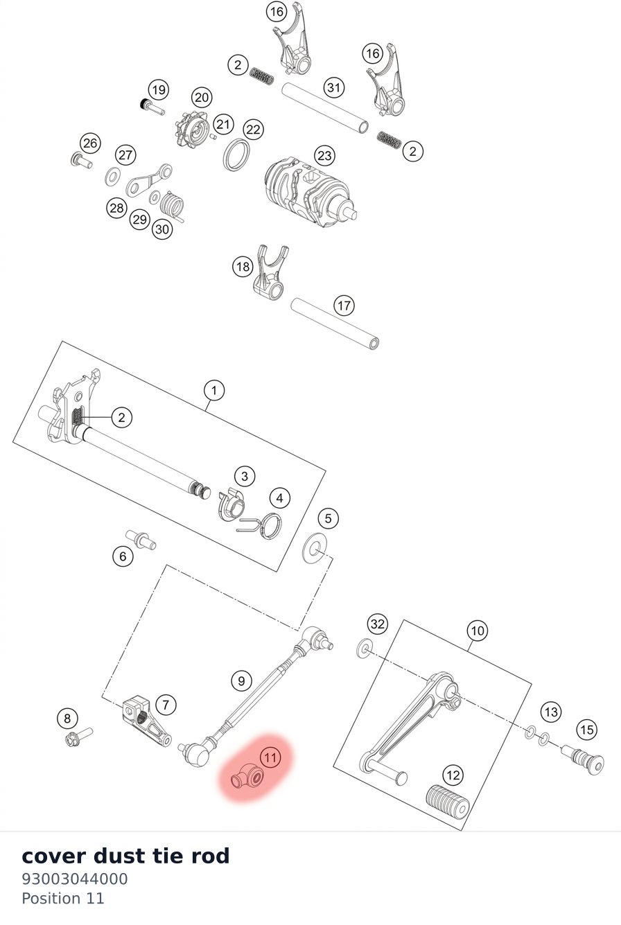 Diagram preview: cover dust tie rod (93003044000)
