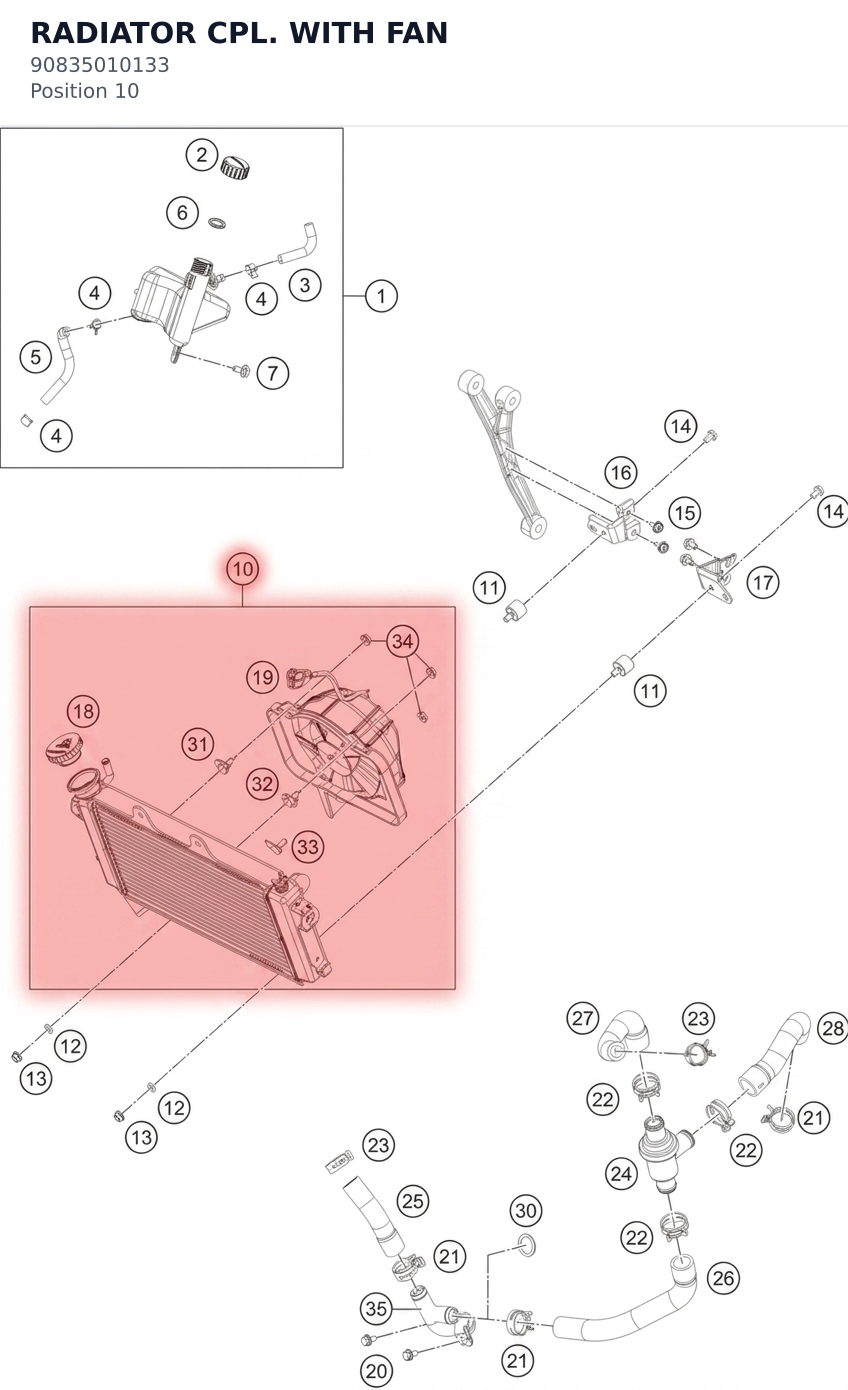 Diagram preview: RADIATOR CPL. WITH FAN (90835010133)