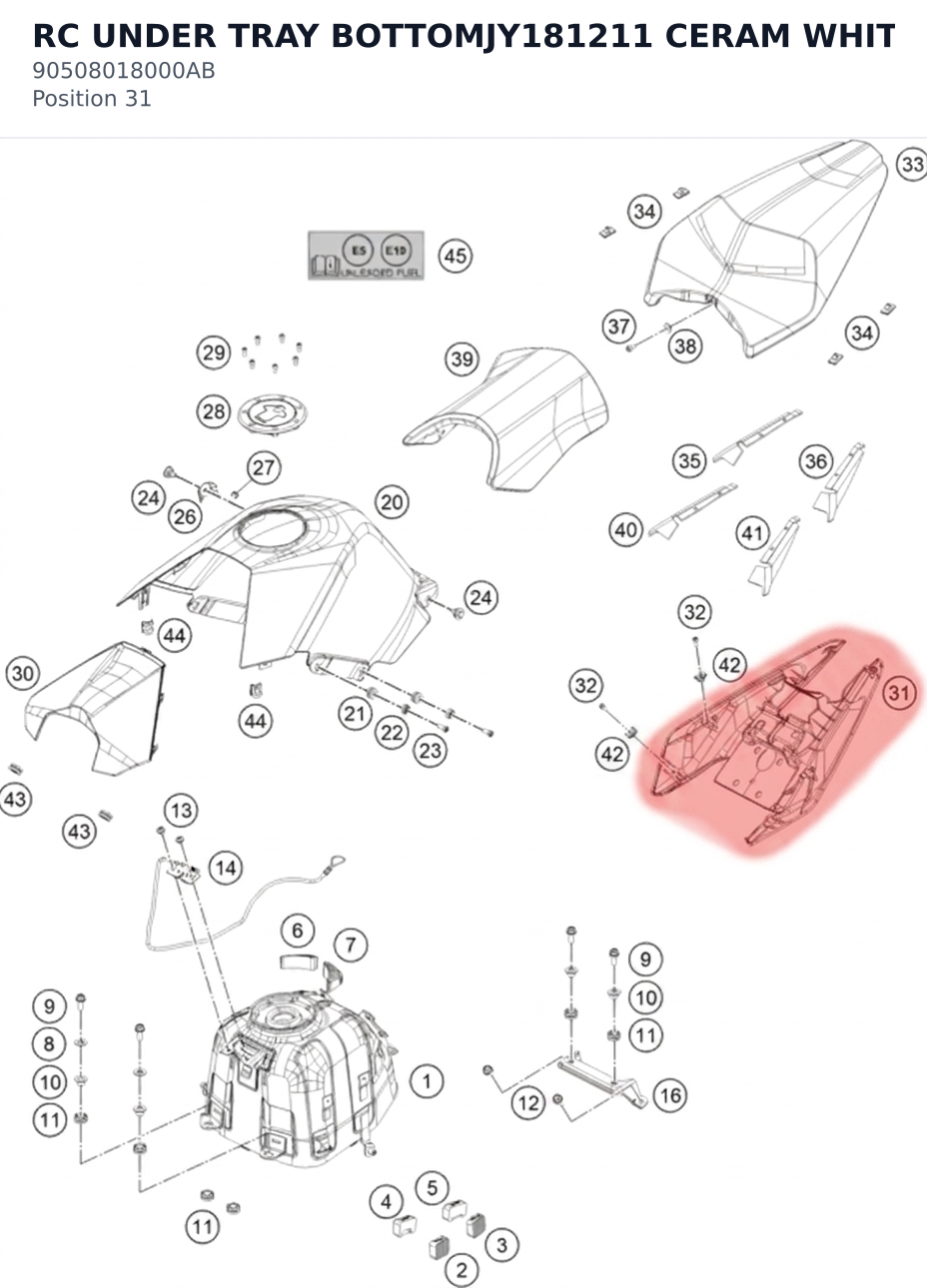 Diagram preview: RC UNDER TRAY BOTTOMJY181211 CERAM WHITE (90508018000AB)