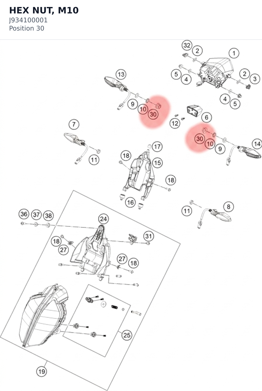 Diagram preview: HEX NUT, M10 (J934100001)