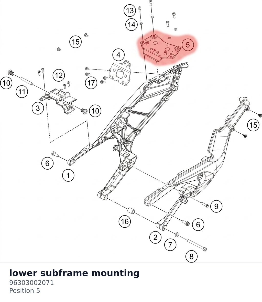 Diagram preview: lower subframe mounting (96303002071)