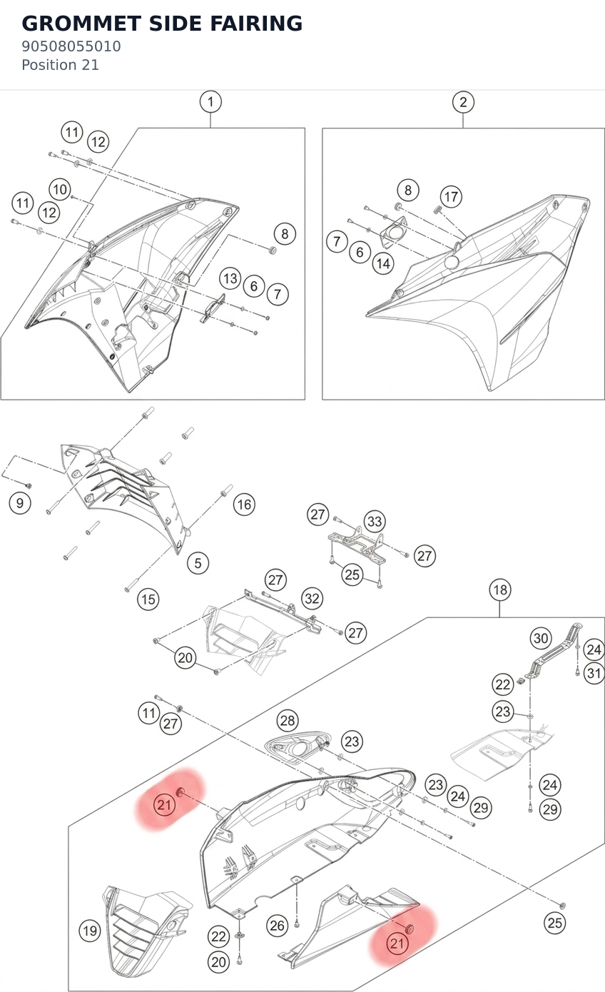 Diagram preview: GROMMET SIDE FAIRING (90508055010)