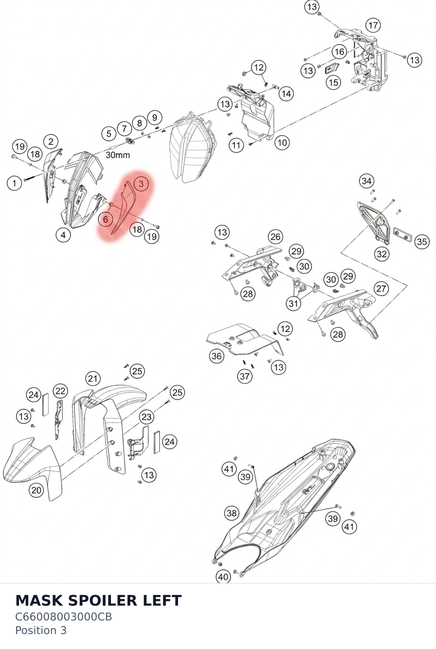Diagram preview: MASK SPOILER LEFT (C66008003000CB)