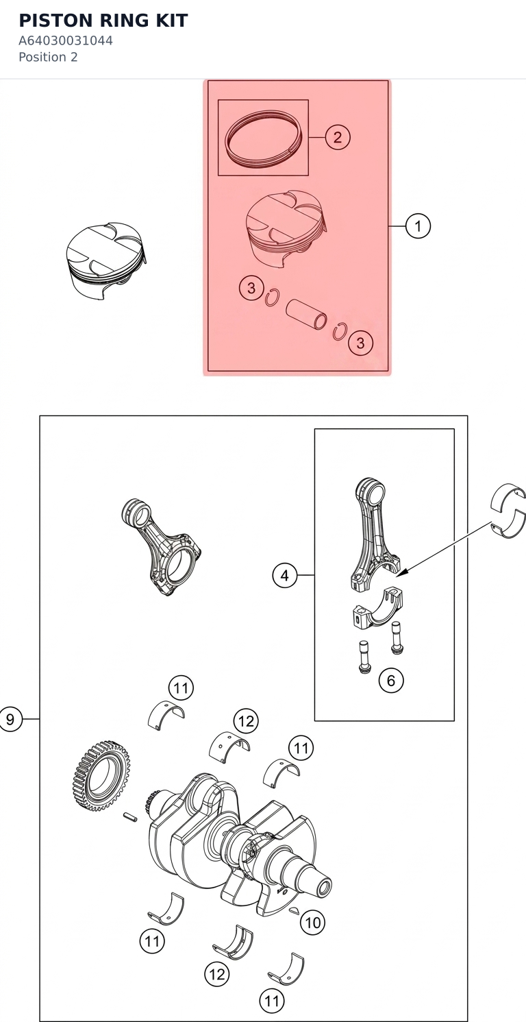 Diagram preview: PISTON RING KIT (A64030031044)