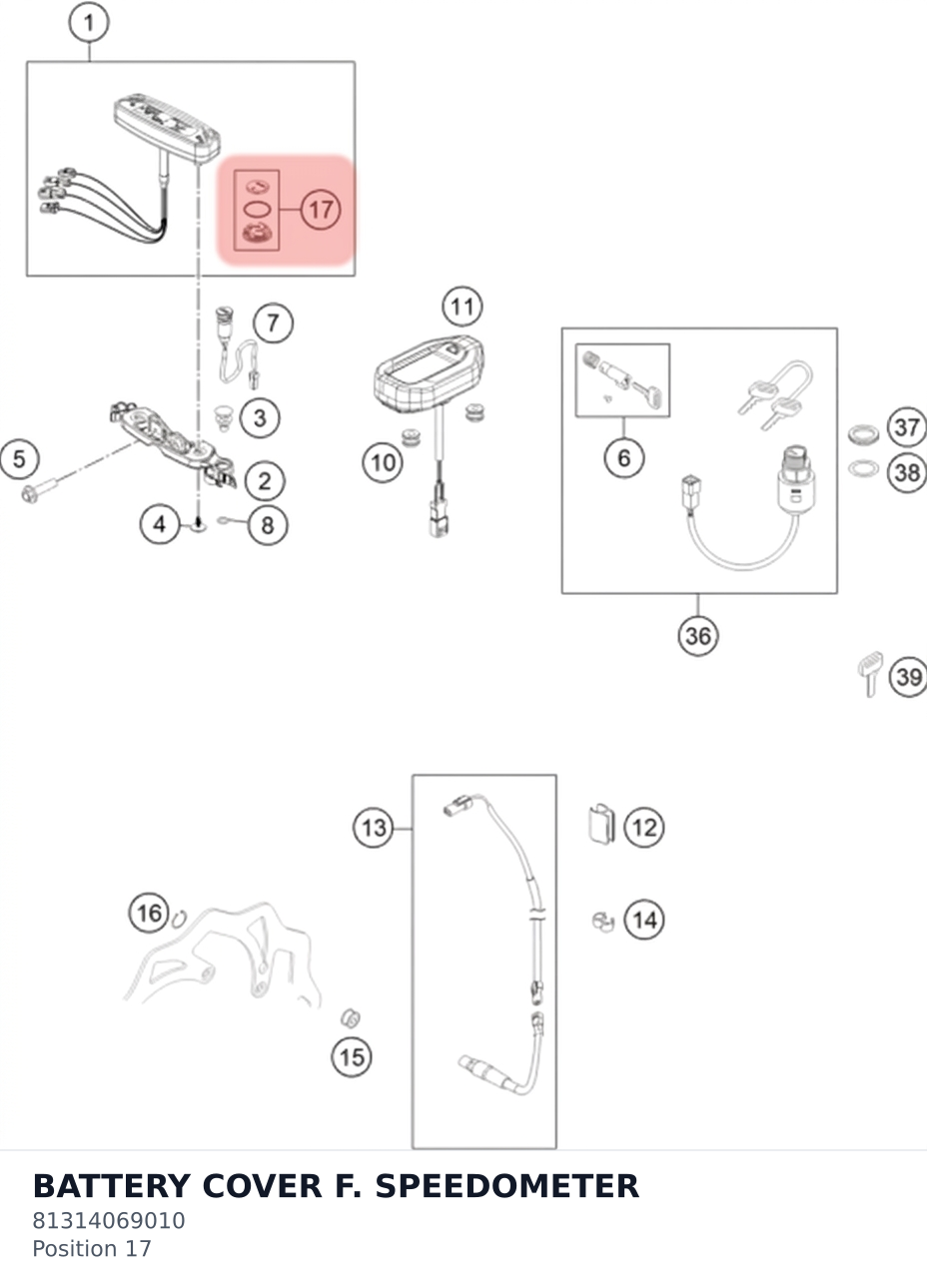 Diagram preview: BATTERY COVER F. SPEEDOMETER (81314069010)
