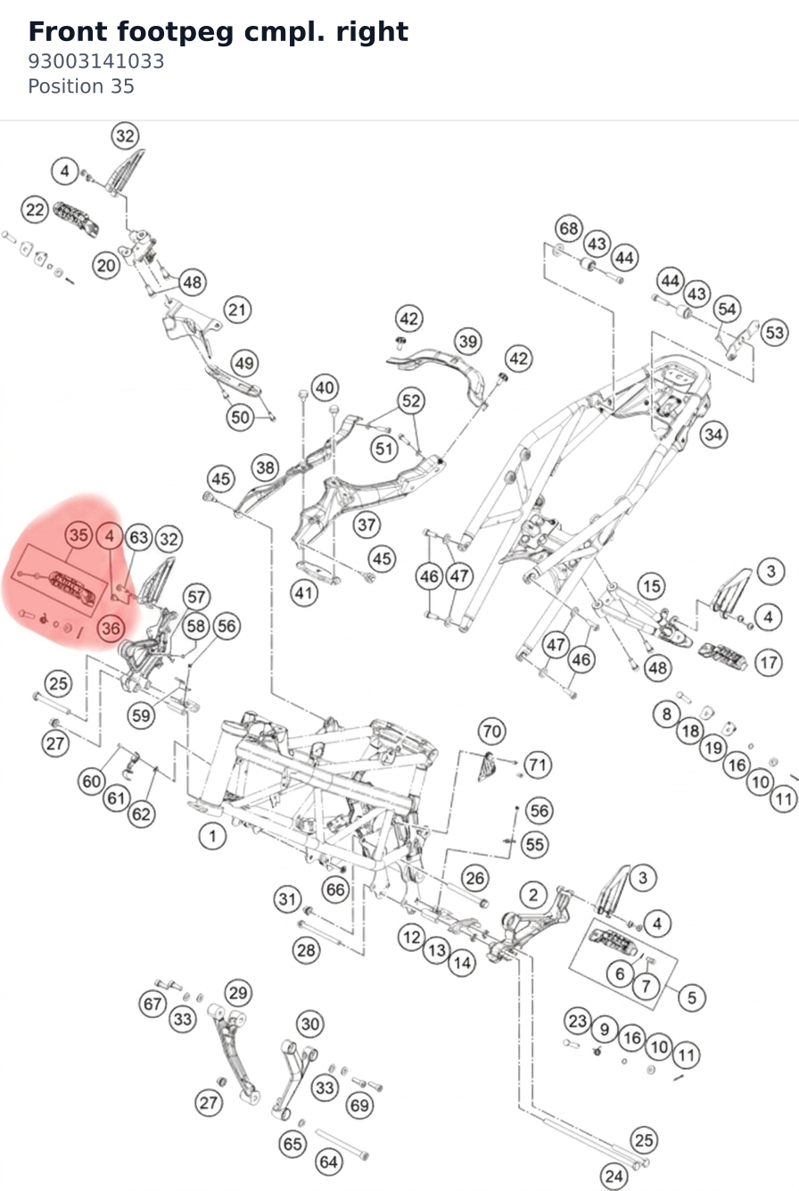 Diagram preview: Front footpeg cmpl. right (93003141033)