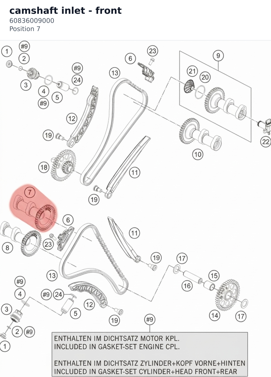 Diagram preview: camshaft inlet - front (60836009000)