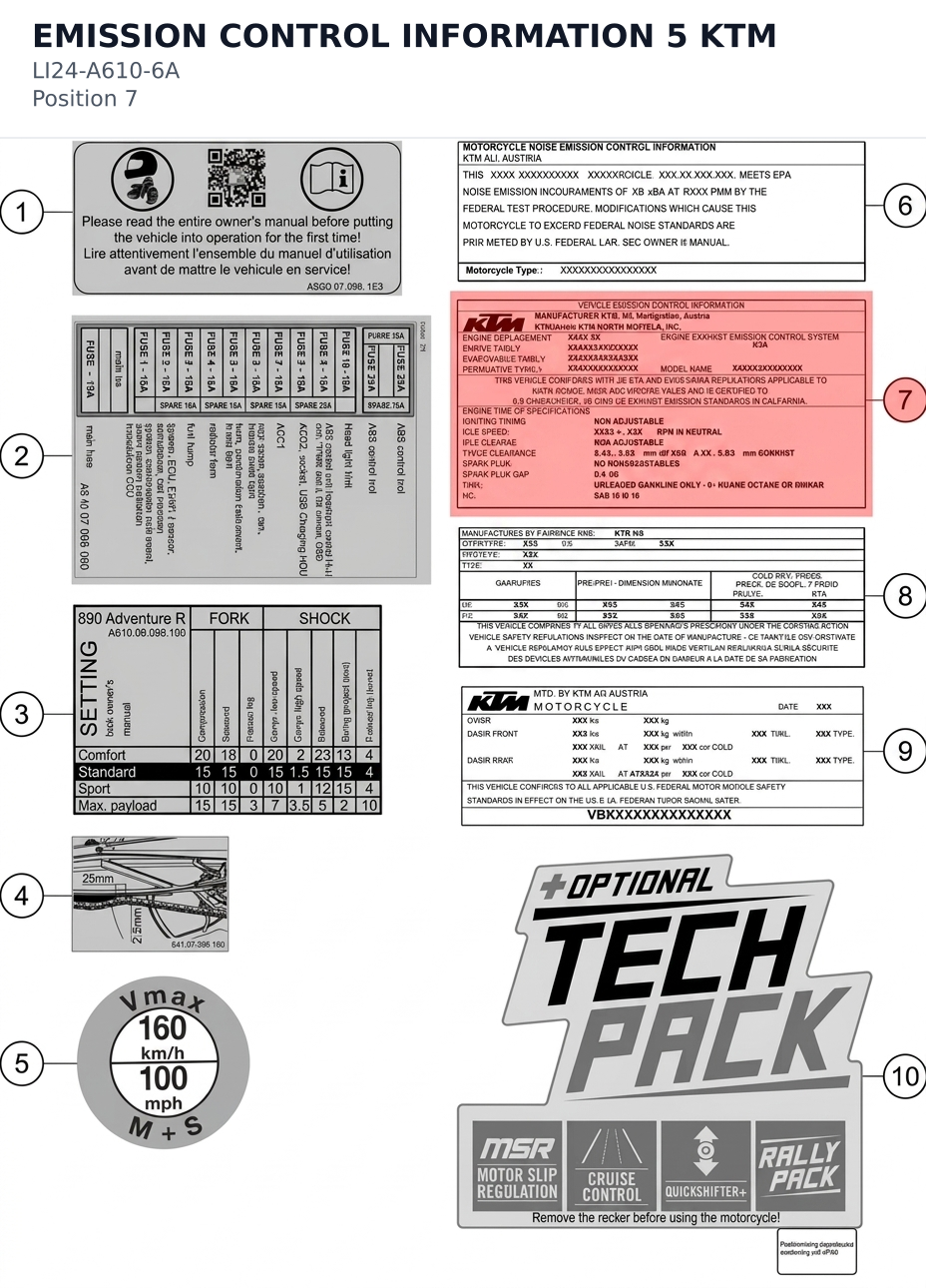 Diagram preview: EMISSION CONTROL INFORMATION 5 KTM (LI24-A610-6A)