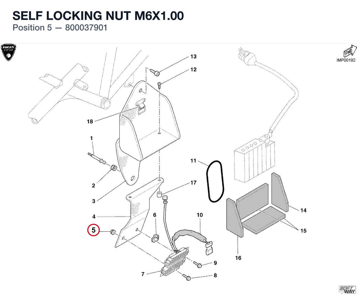 SELF LOCKING NUT M6X1.00 800037901 diagram position