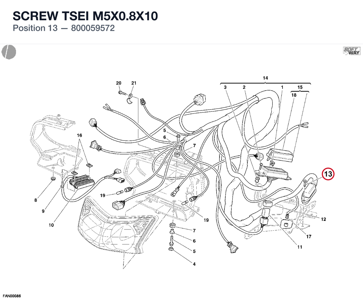 SCREW TSEI M5X0.8X10 800059572 diagram position
