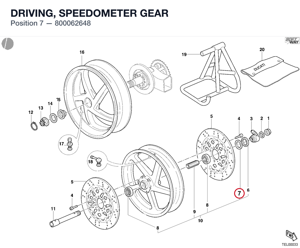 DRIVING, SPEEDOMETER GEAR 800062648 diagram position
