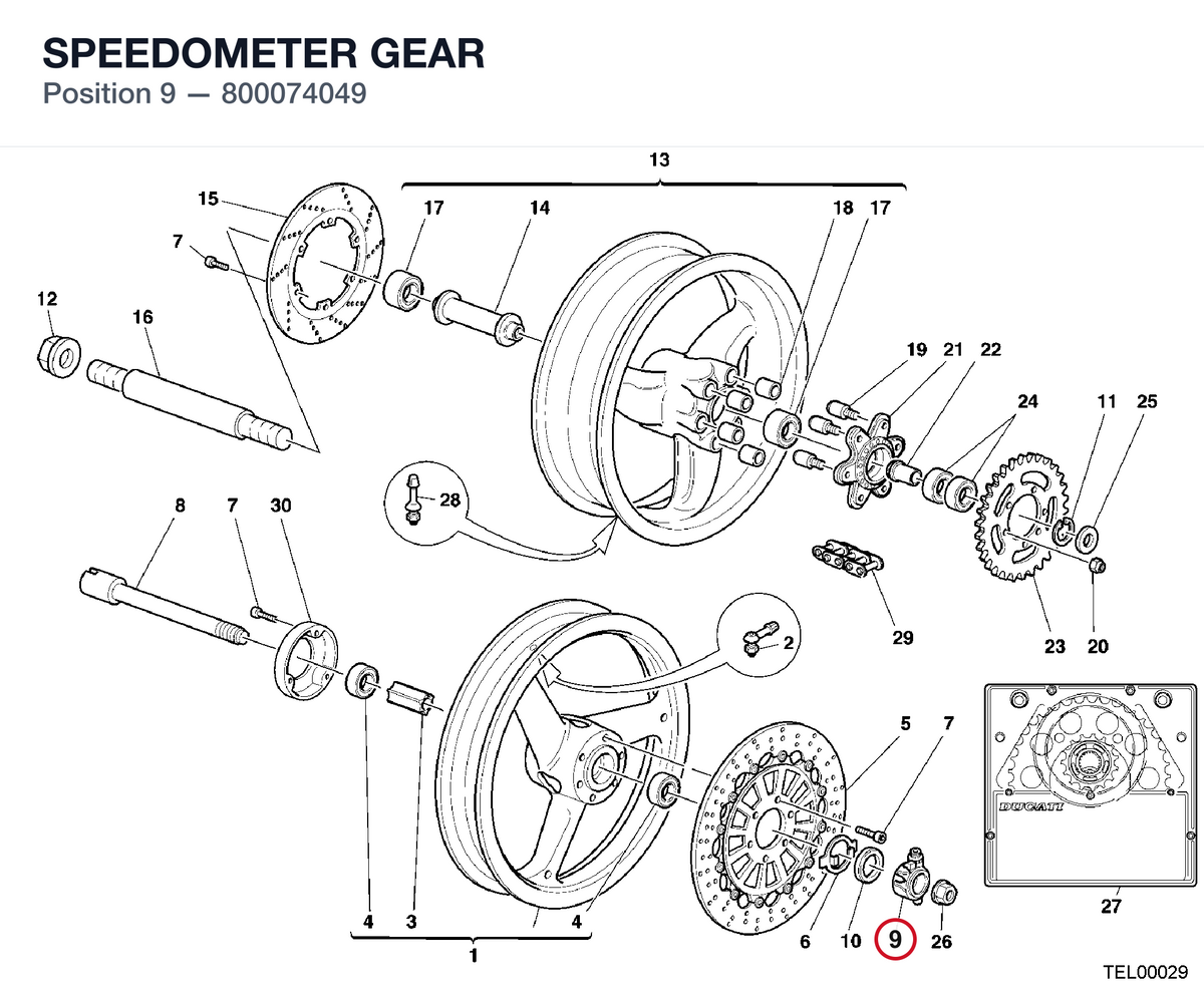 SPEEDOMETER GEAR 800074049 diagram position