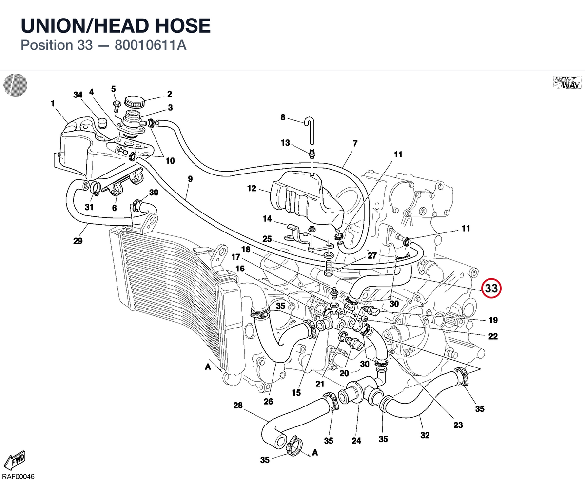 UNION/HEAD HOSE 80010611A diagram position