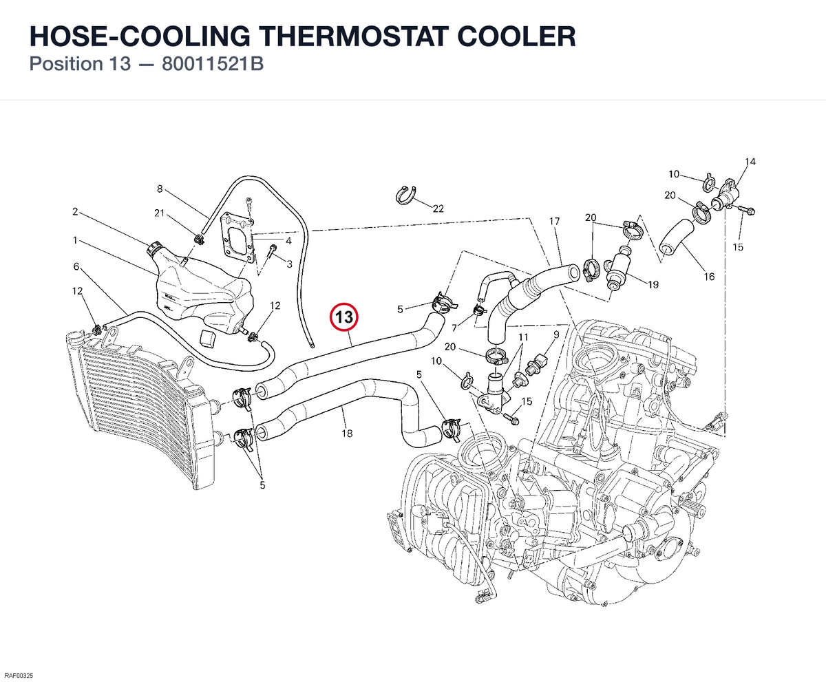 HOSE-COOLING THERMOSTAT COOLER 80011521B diagram position