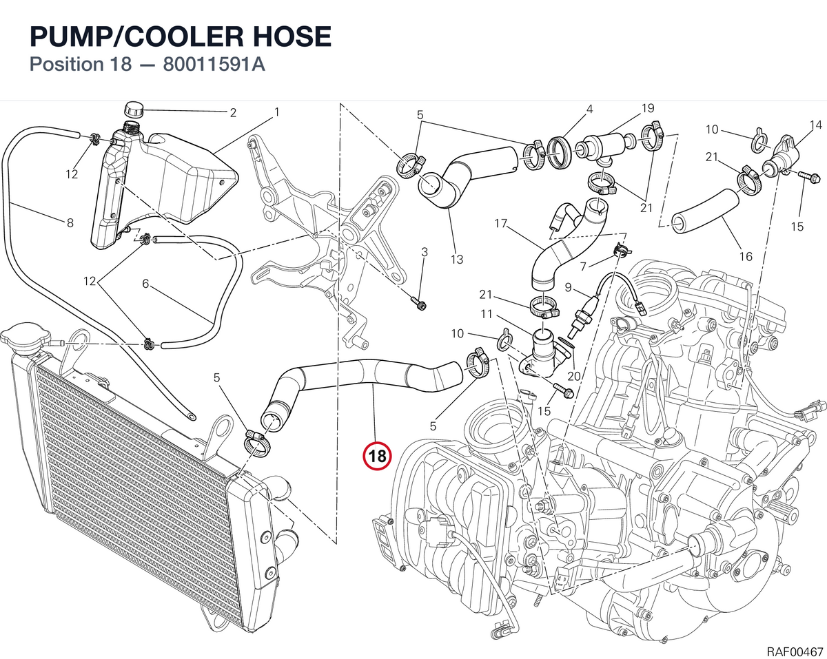 PUMP/COOLER HOSE 80011591A diagram position