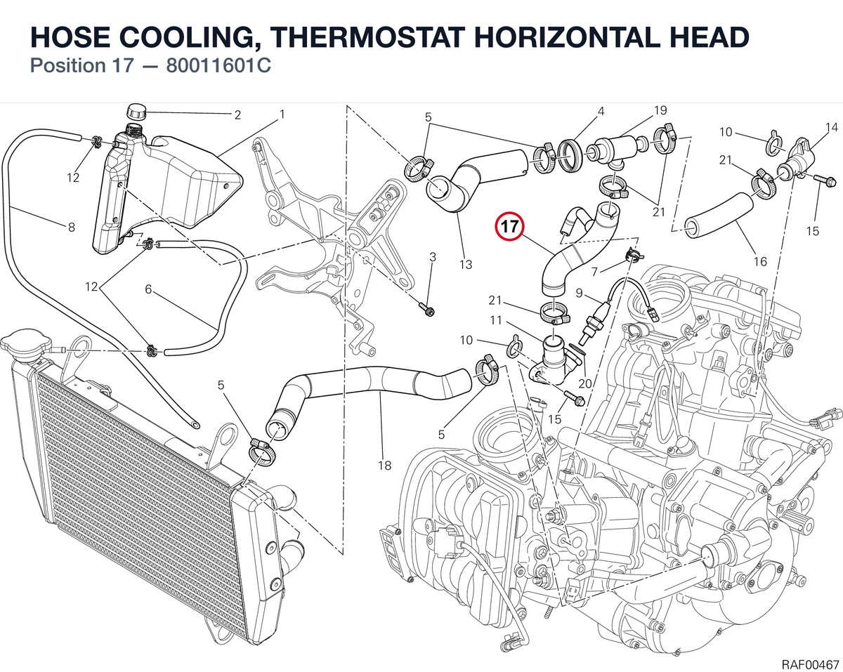 HOSE COOLING, THERMOSTAT HORIZONTAL HEAD 80011601C diagram position
