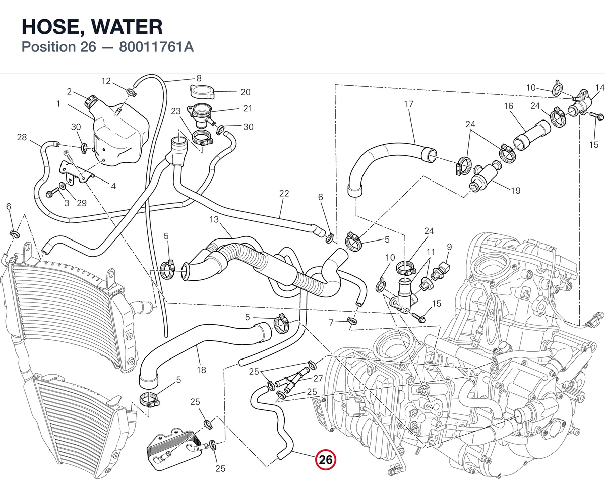 HOSE, WATER 80011761A diagram position