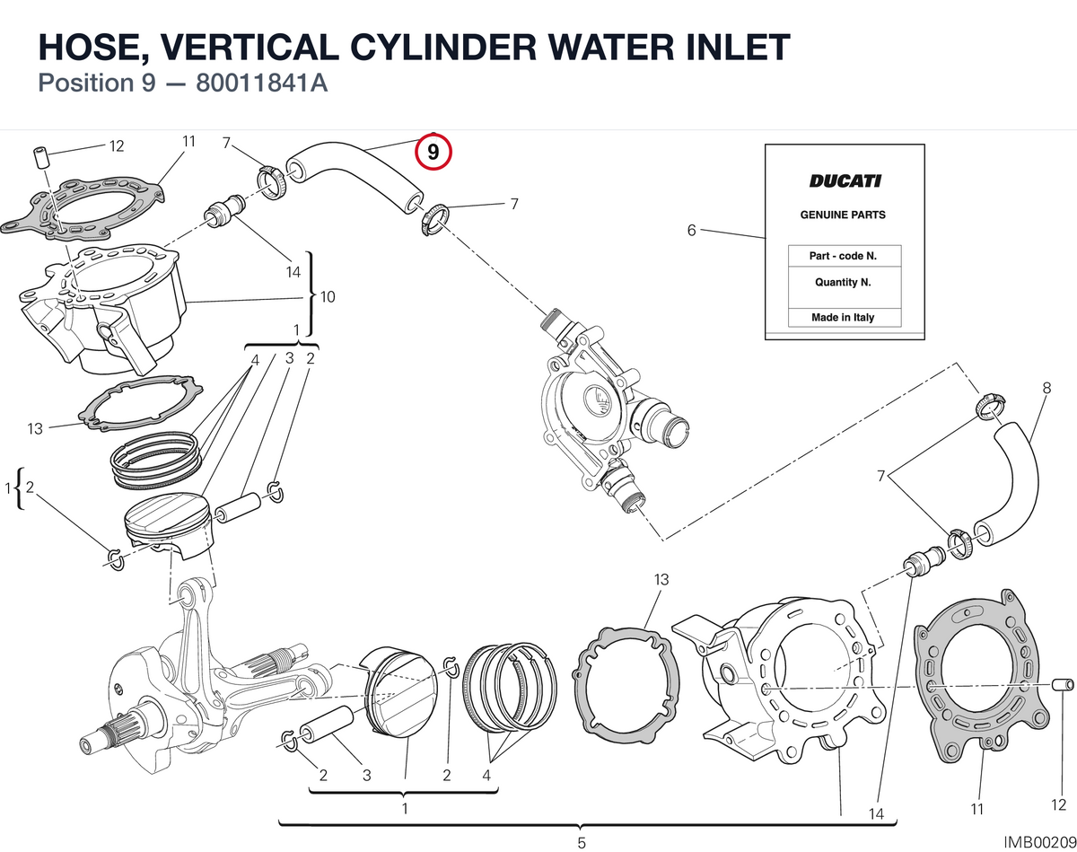 HOSE, VERTICAL CYLINDER WATER INLET 80011841A diagram position