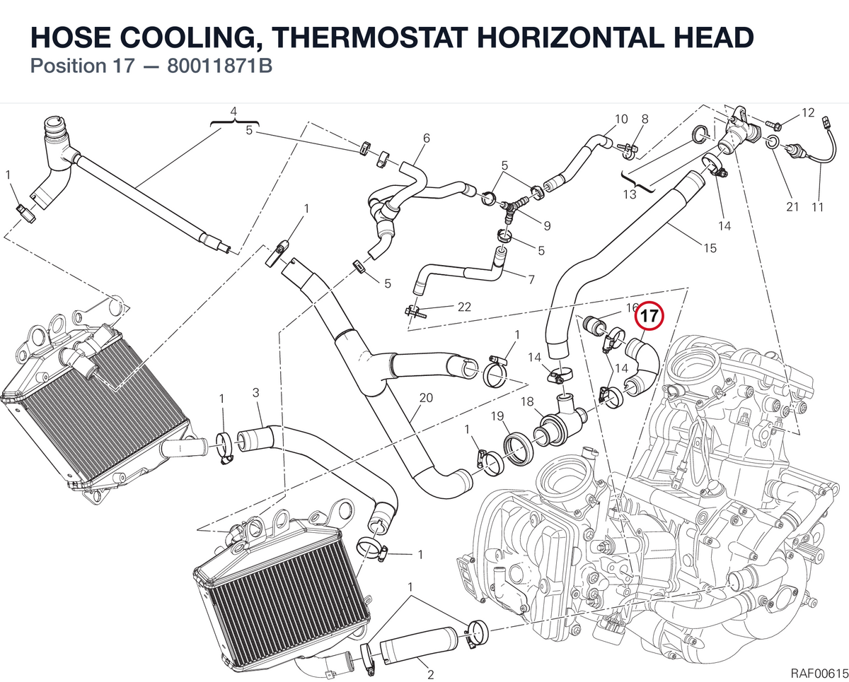 HOSE COOLING, THERMOSTAT HORIZONTAL HEAD 80011871B diagram position