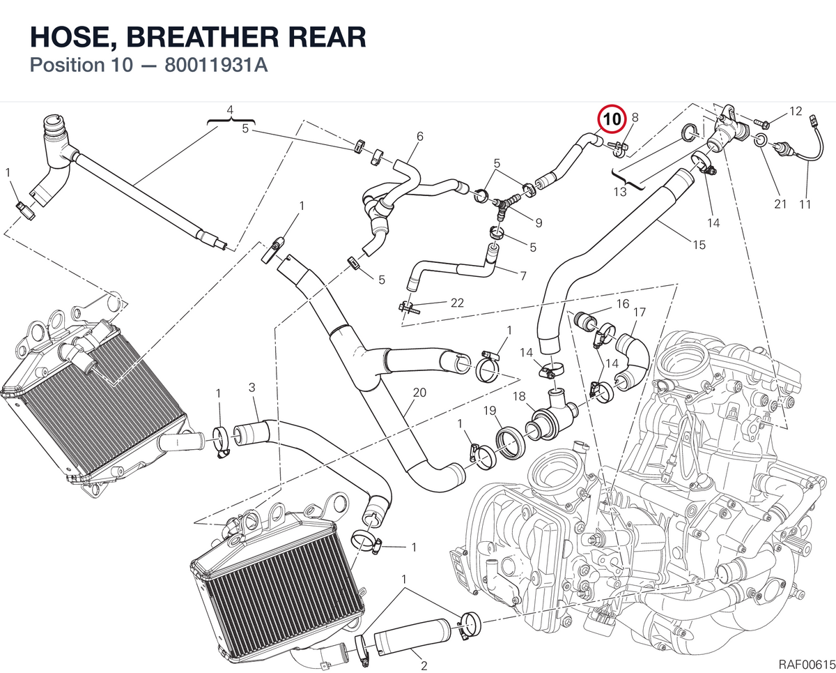 HOSE, BREATHER REAR 80011931A diagram position