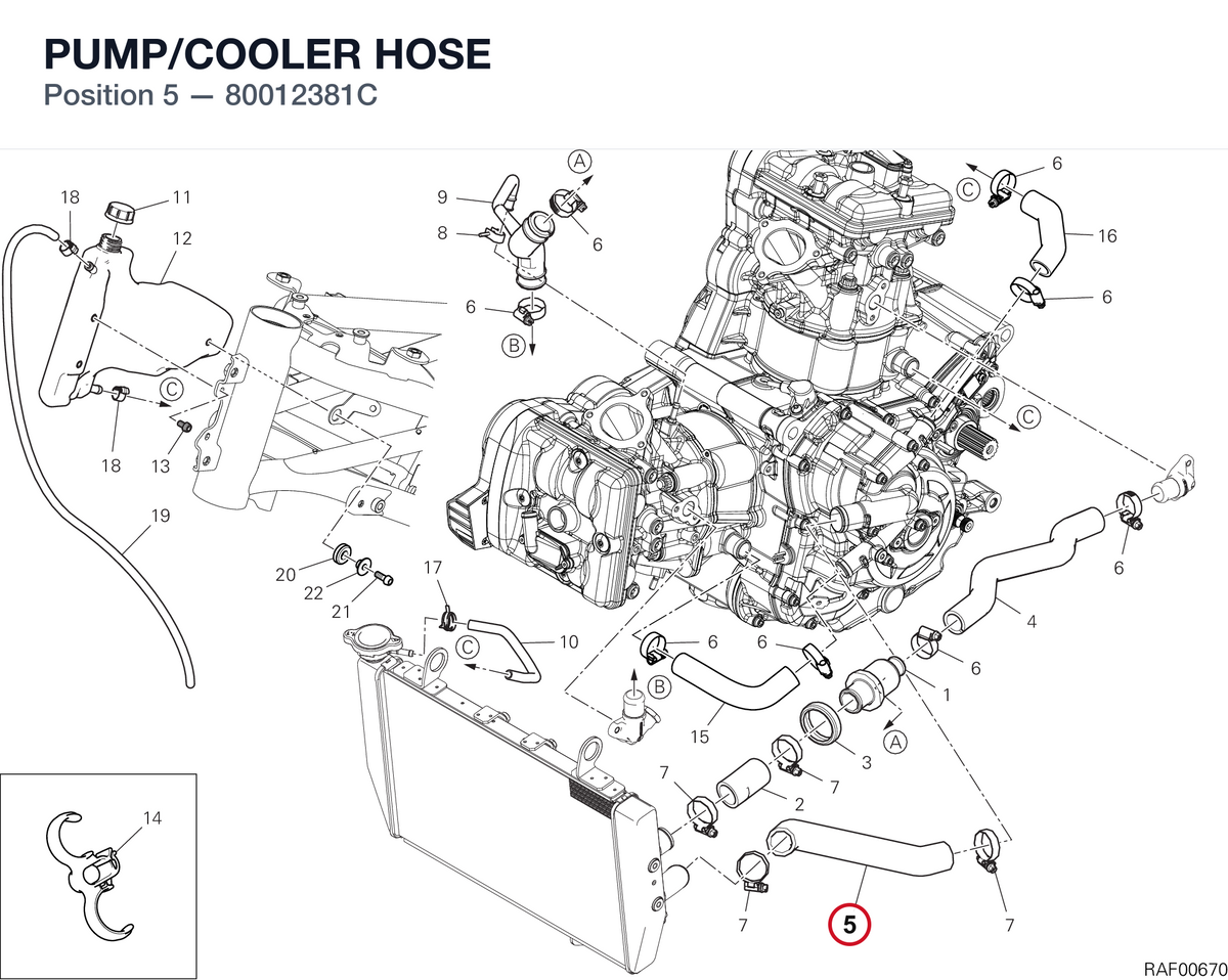 PUMP/COOLER HOSE 80012381C diagram position