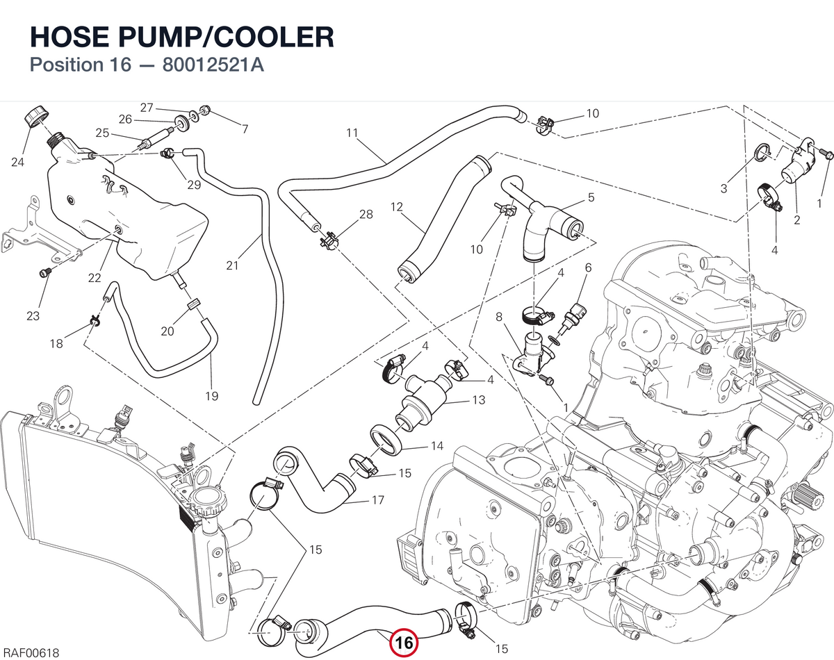 HOSE PUMP/COOLER 80012521A diagram position