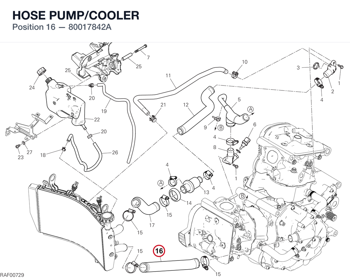 HOSE PUMP/COOLER 80017842A diagram position