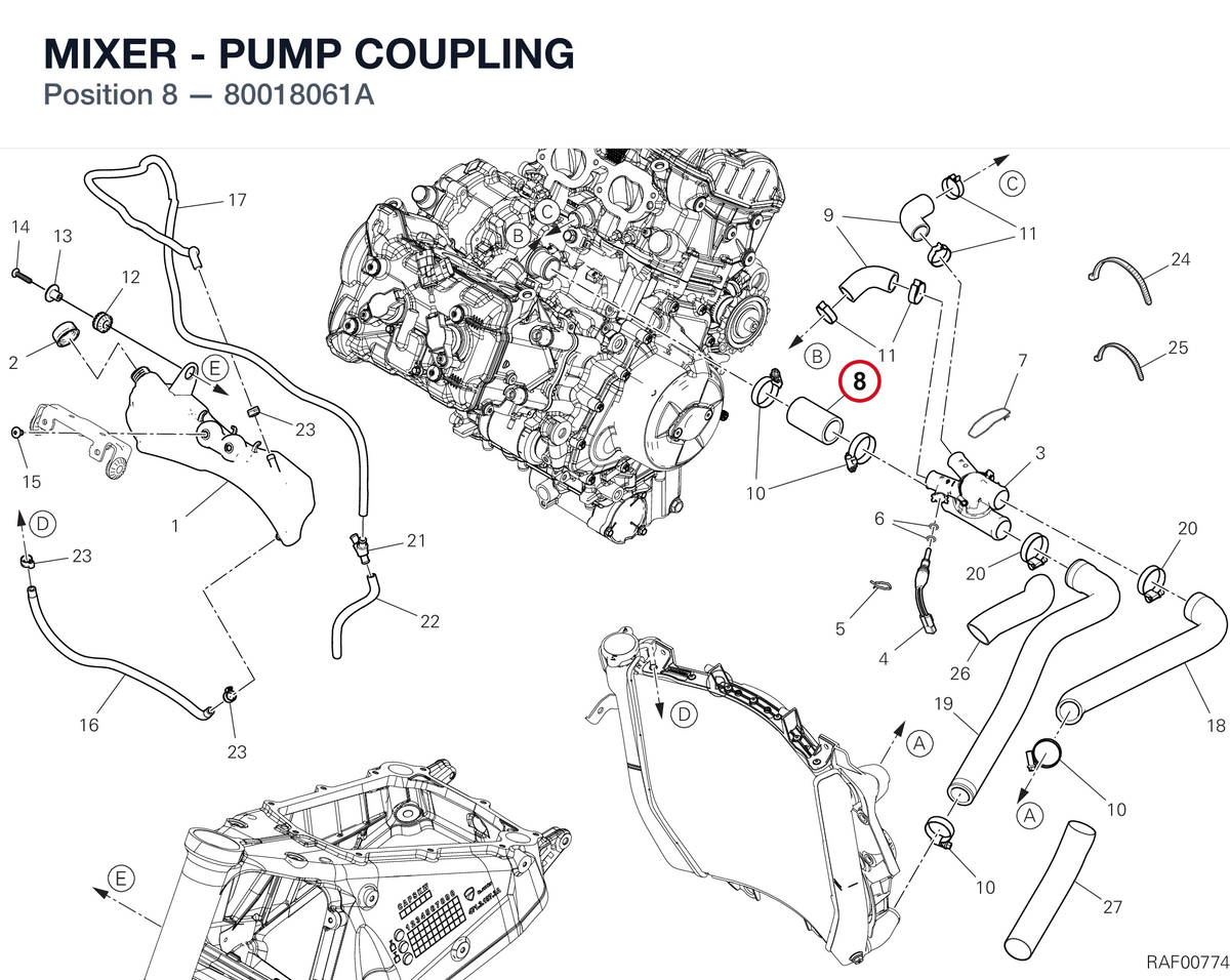 MIXER - PUMP COUPLING 80018061A diagram position