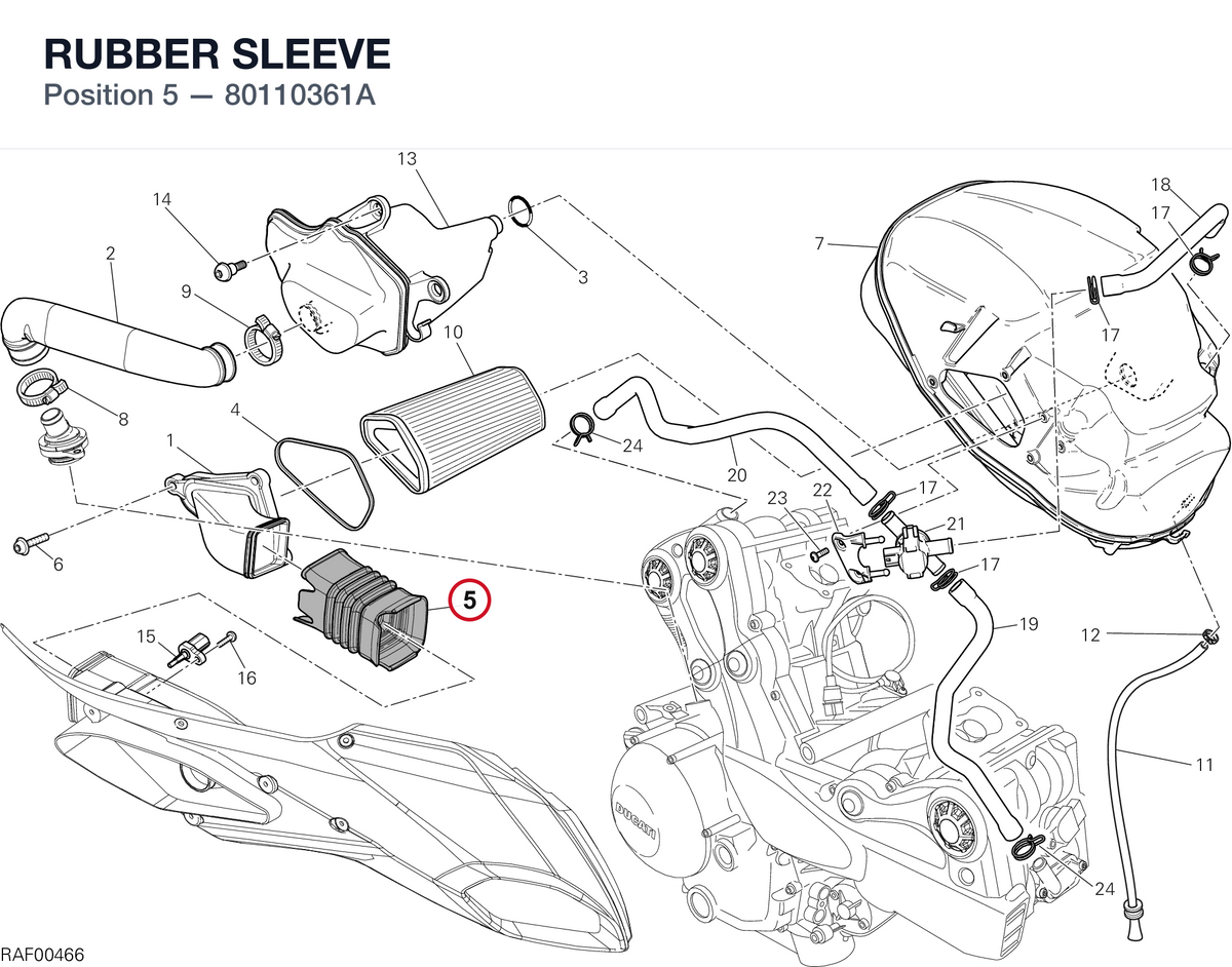 RUBBER SLEEVE 80110361A diagram position