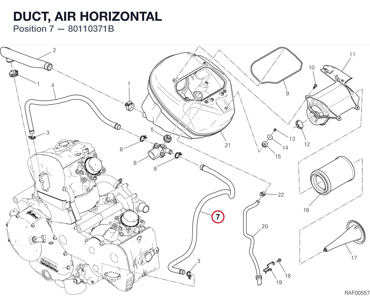 DUCT, AIR HORIZONTAL 80110371B diagram position