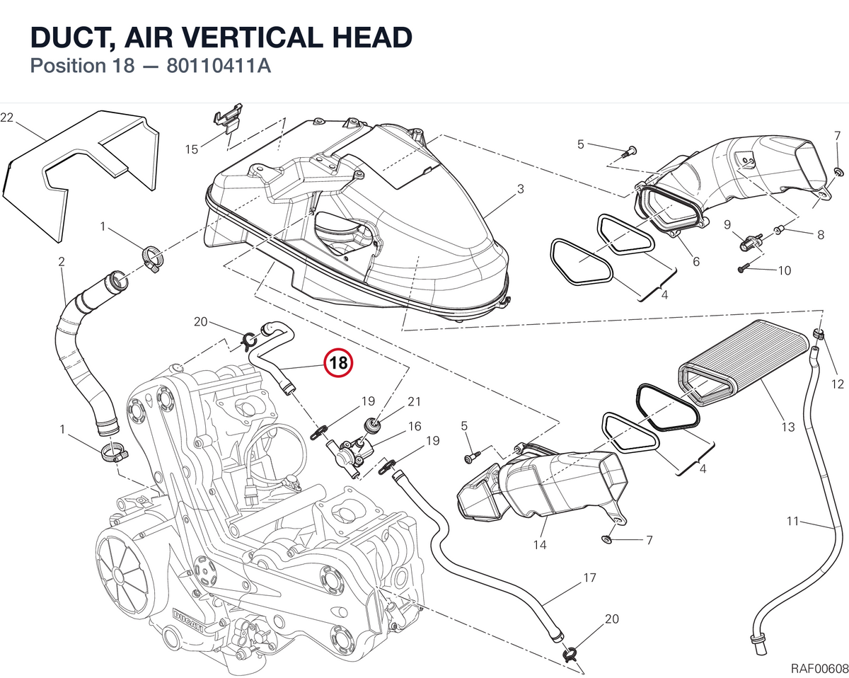 DUCT, AIR VERTICAL HEAD 80110411A diagram position