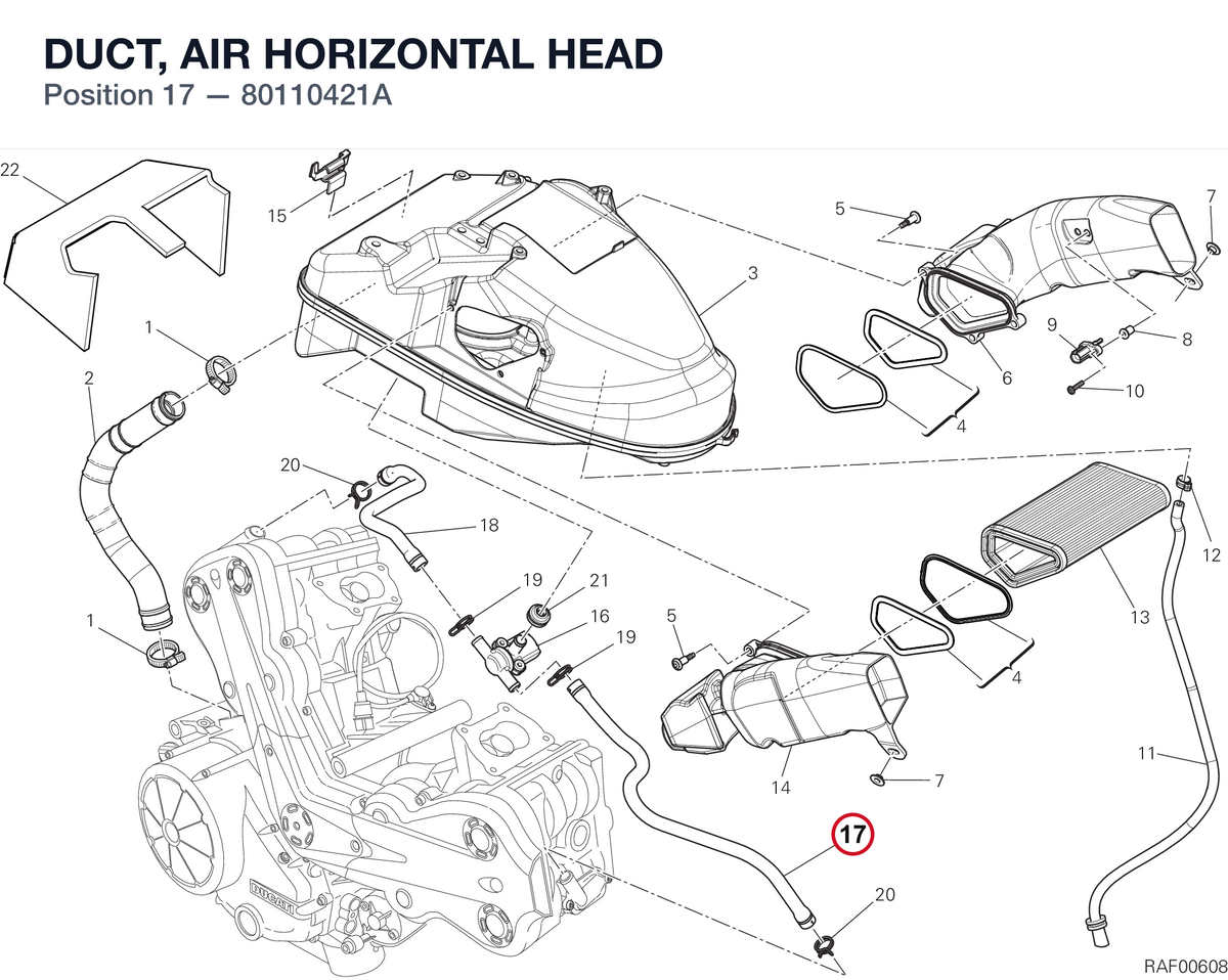 DUCT, AIR HORIZONTAL HEAD 80110421A diagram position
