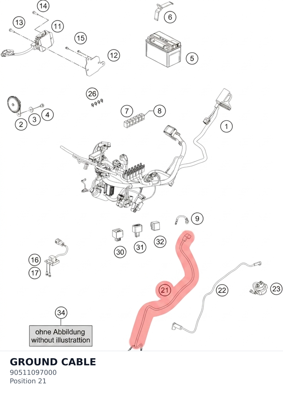 Diagram preview: GROUND CABLE (90511097000)