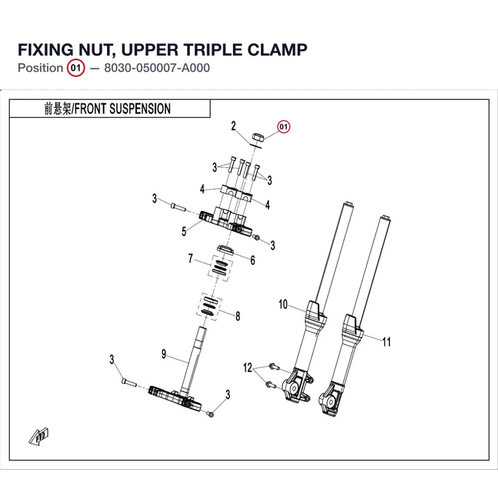 FIXING NUT, UPPER TRIPLE CLAMP product image