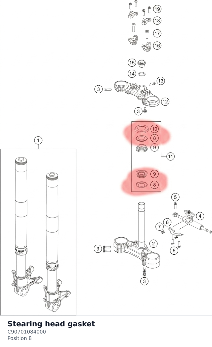Diagram preview: Stearing head gasket (C90701084000)