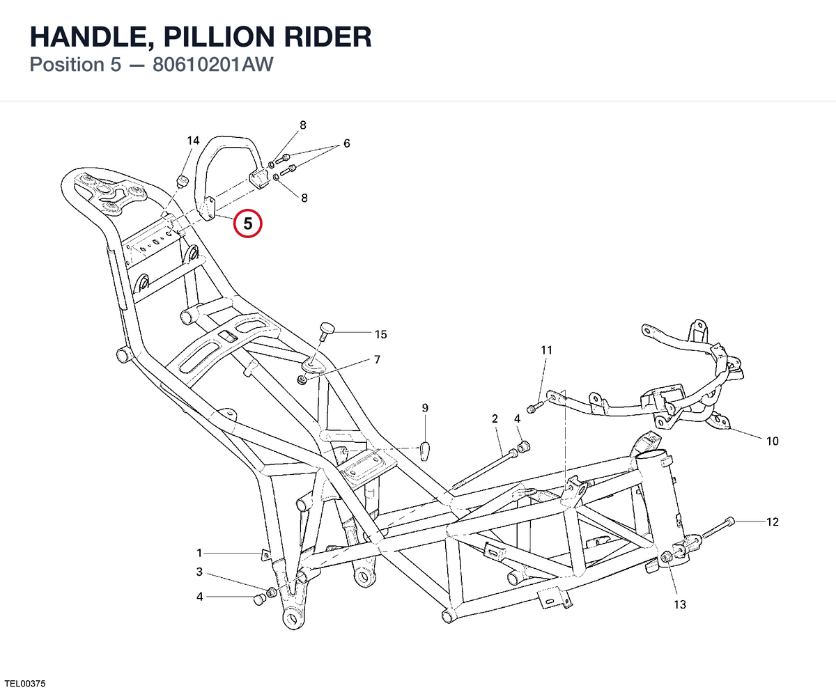 HANDLE, PILLION RIDER 80610201AW diagram position