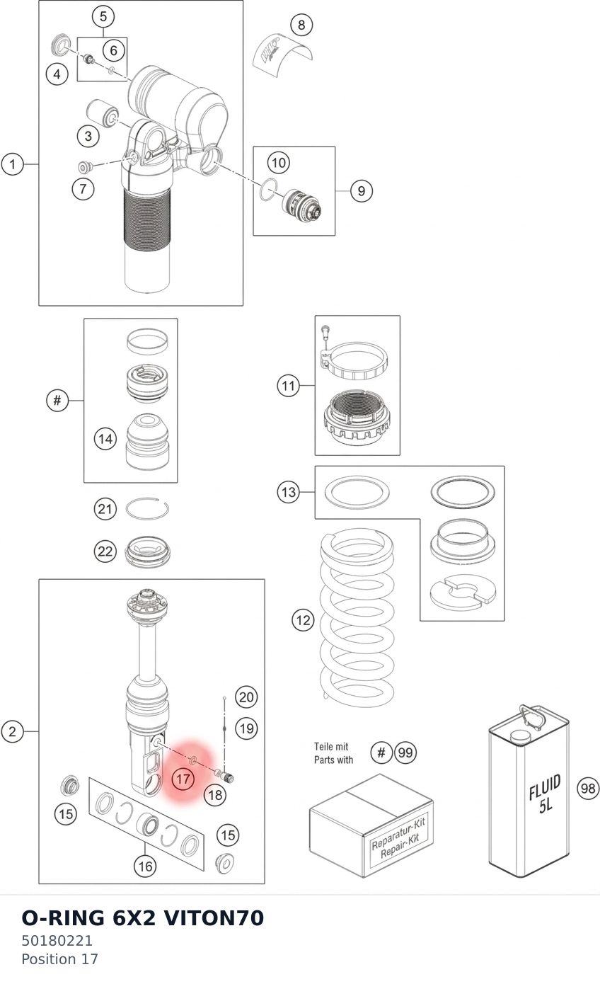 Diagram preview: O-RING 6X2 VITON70 (50180221)