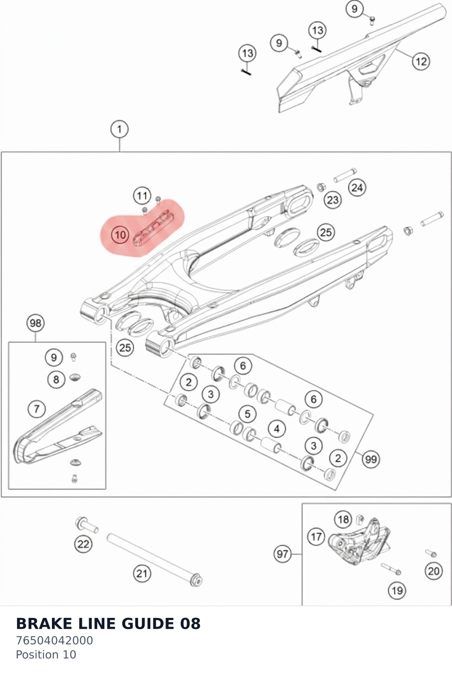 Diagram preview: BRAKE LINE GUIDE 08 (76504042000)