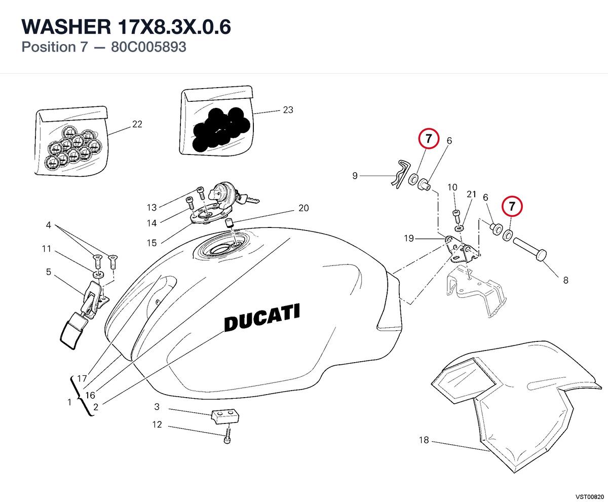 WASHER 17X8.3X.0.6 80C005893 diagram position