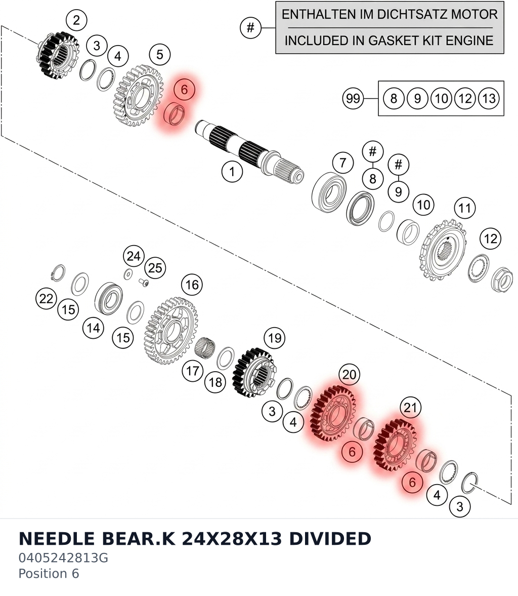Diagram preview: NEEDLE BEAR.K 24X28X13 DIVIDED (0405242813G)