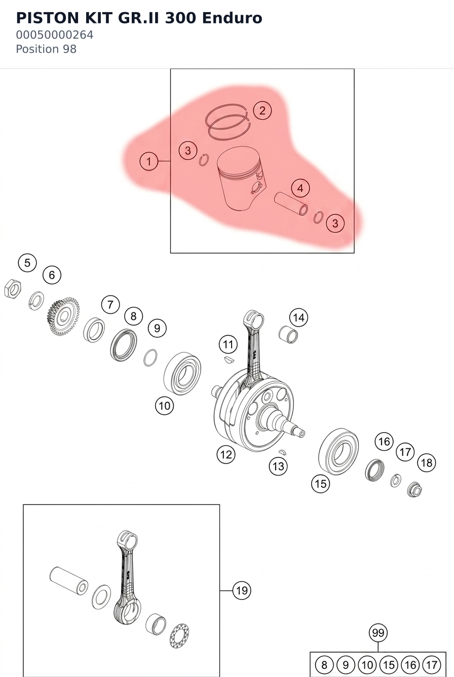 Diagram preview: PISTON KIT GR.II 300 Enduro (00050000264)