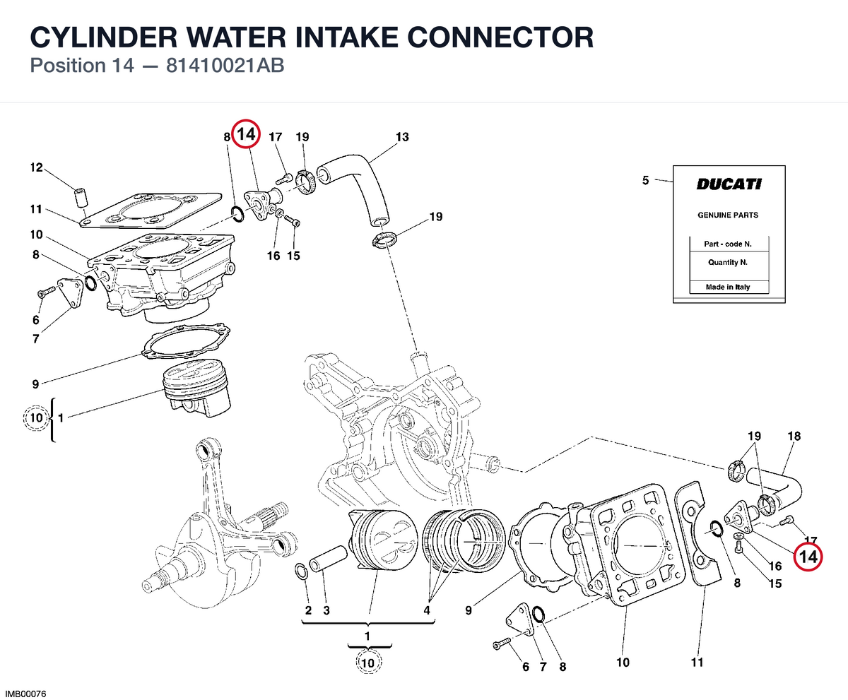 CYLINDER WATER INTAKE CONNECTOR 81410021AB diagram position
