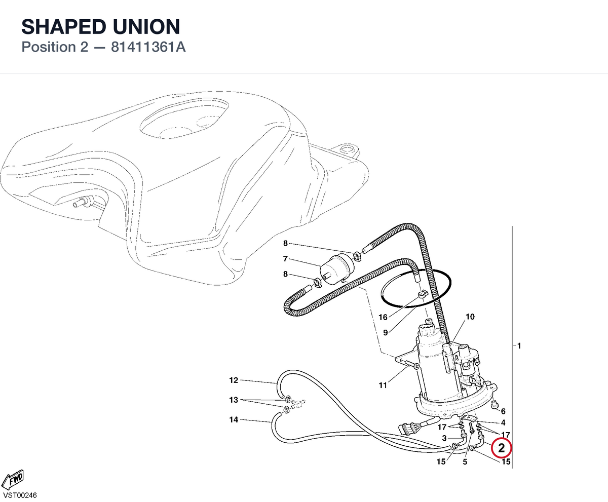 SHAPED UNION 81411361A diagram position