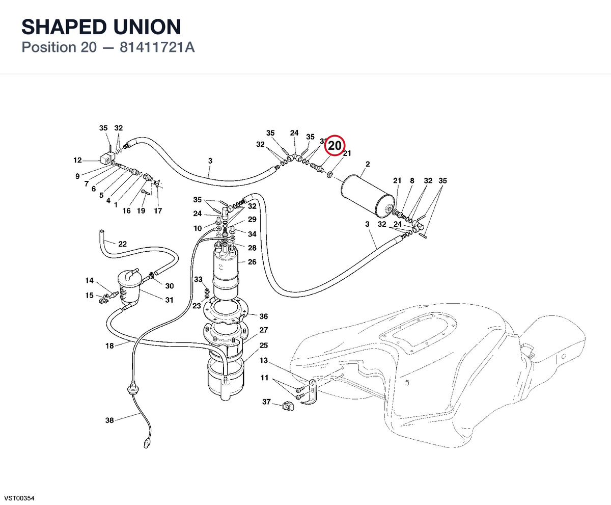 SHAPED UNION 81411721A diagram position