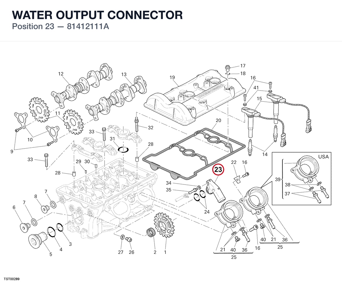 WATER OUTPUT CONNECTOR 81412111A diagram position