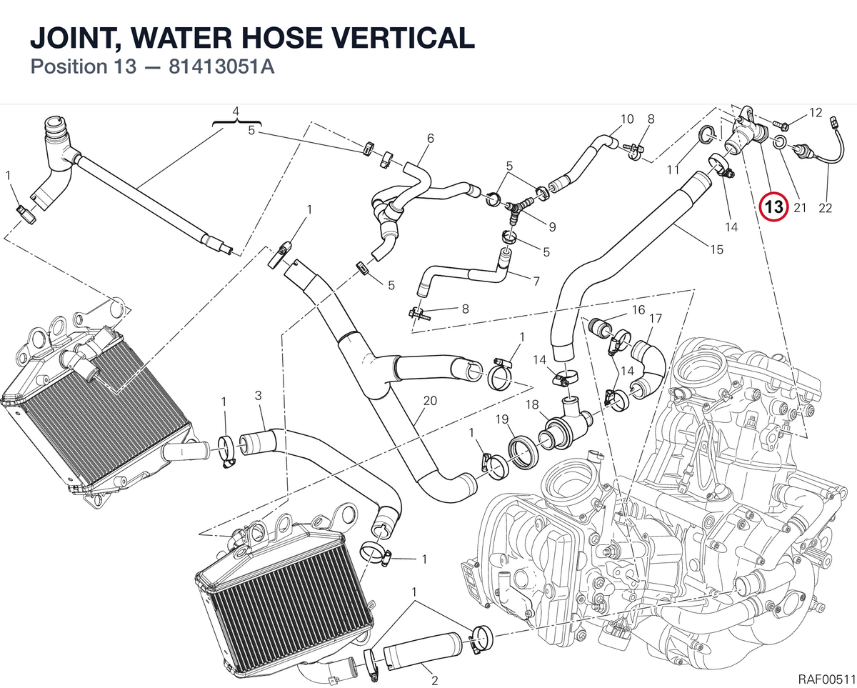 JOINT, WATER HOSE VERTICAL 81413051A diagram position