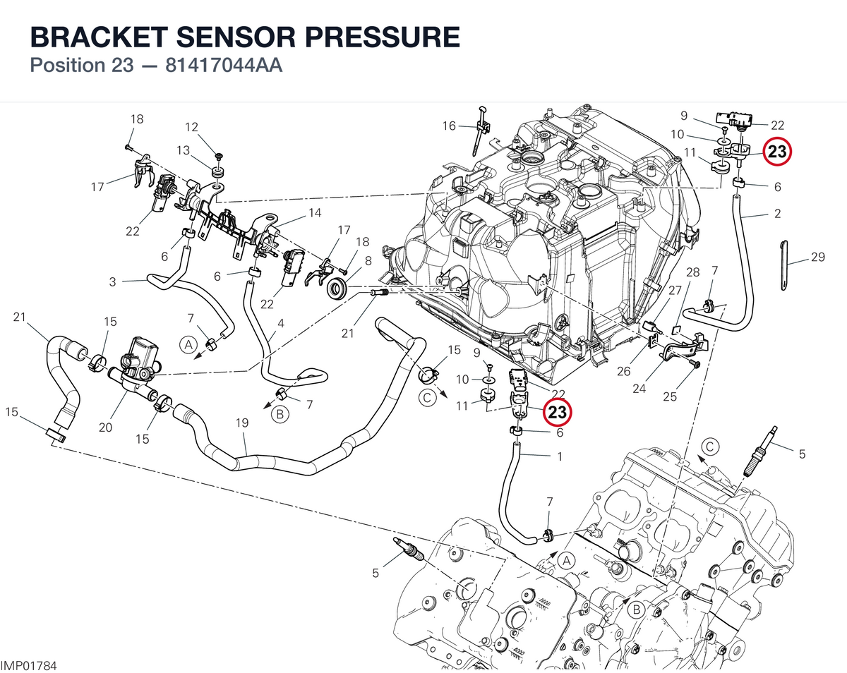 BRACKET SENSOR PRESSURE 81417044AA diagram position