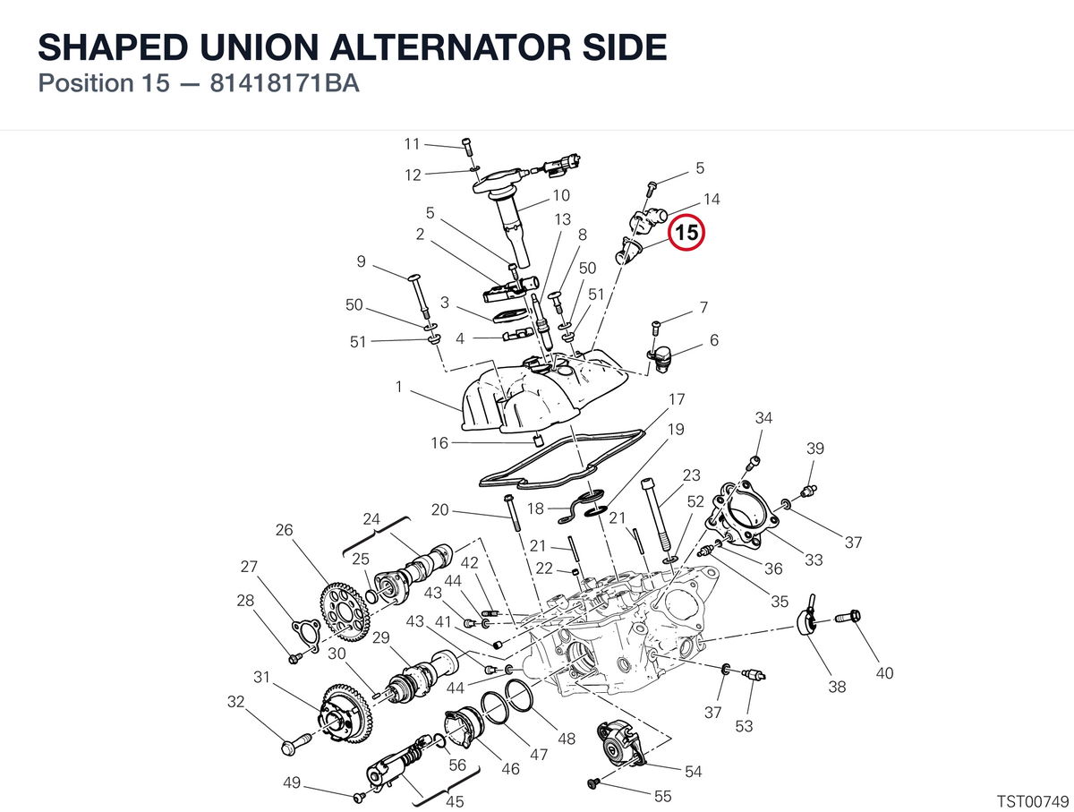SHAPED UNION ALTERNATOR SIDE 81418171BA diagram position