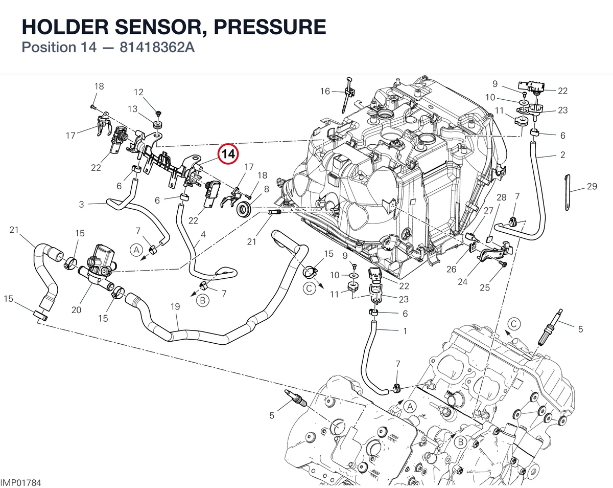 HOLDER SENSOR, PRESSURE 81418362A diagram position