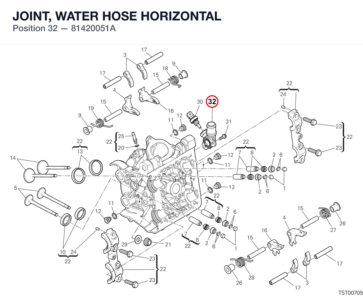 JOINT, WATER HOSE HORIZONTAL 81420051A diagram position